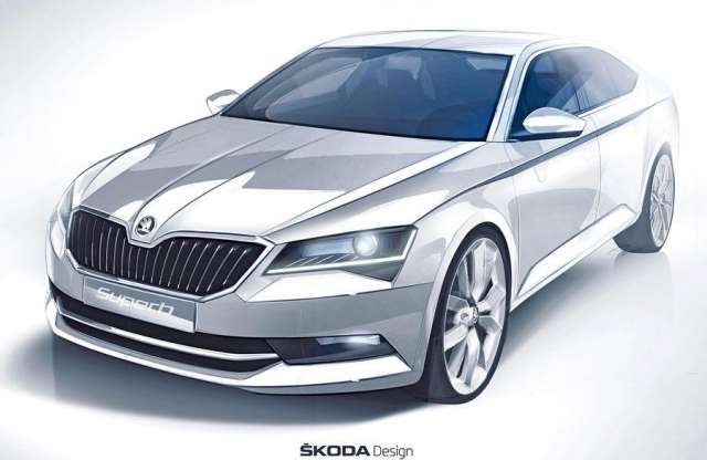 A kémfotók után itt az új Skoda Superb rajzolt változata