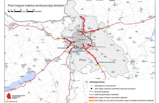 Útdíj 2015: íme az új díjtáblázat, térképen a fizetős szakaszok