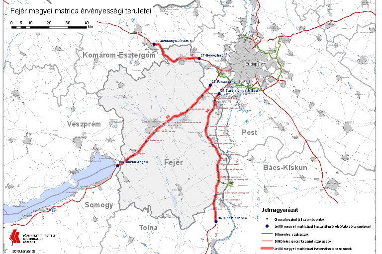 Pest megyei matrica érvényességi területei