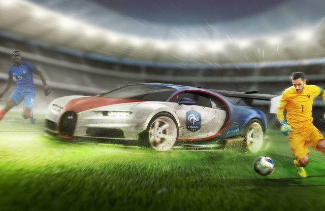 Bugatti hajtott pályára a foci EB-n