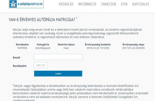 Lekérdezhető az autópályamatrica, de csak a mobilon vásárolt