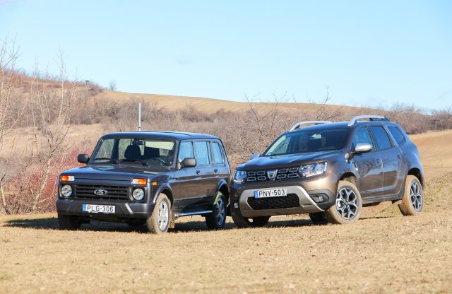 Tereppróbán az új Dacia Duster és a Lada 4x4 ötajtósa