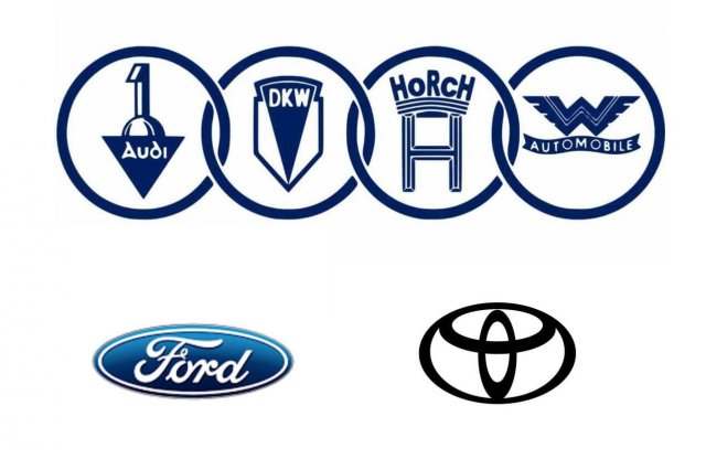 Embléma evolúció: Audi, Ford, Toyota