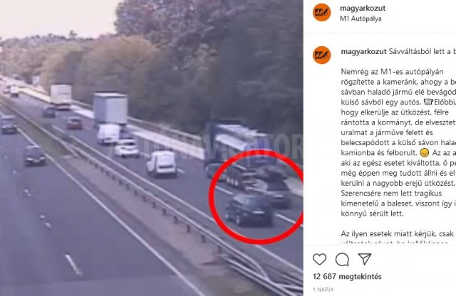 Komoly balesetet okozott egy szabálytalan sávváltás az M1-en