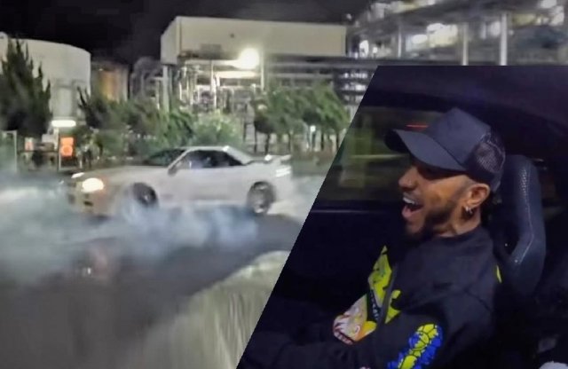 Parkolóban driftelt Lewis Hamilton egy Skyline GT-R-rel Japánban