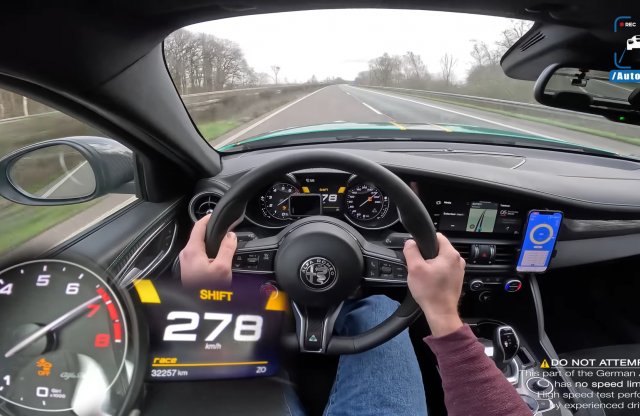Erre büszkék lehetnek az Alfások: íme a Giulia Q az Autobahnon!
