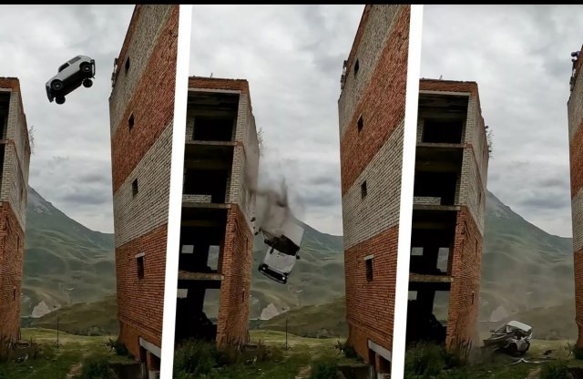 Nem jött össze az ugratás, négy emeletet zuhant a Lada