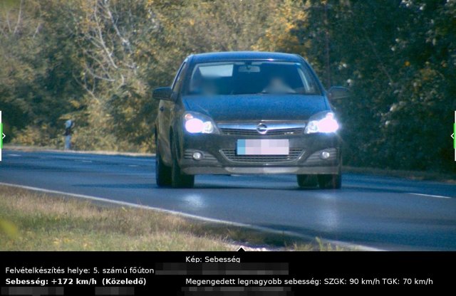 172 km/órával mértek be egy Astrát Bács-Kiskun vármegyében
