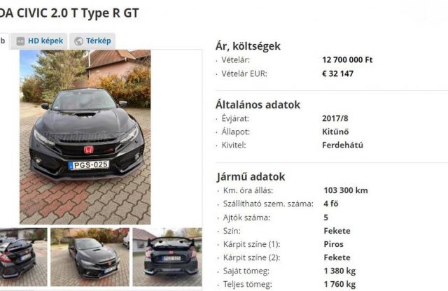 Eladó Michelisz Norbi egykori Honda Civic Type R-je?