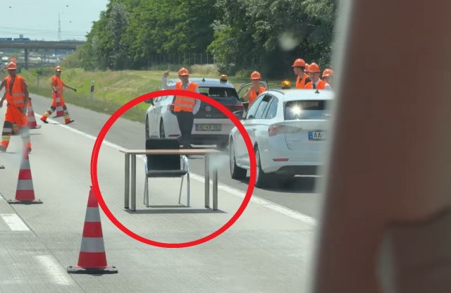 Mit keres egy irodai asztal az M0 kellős közepén?