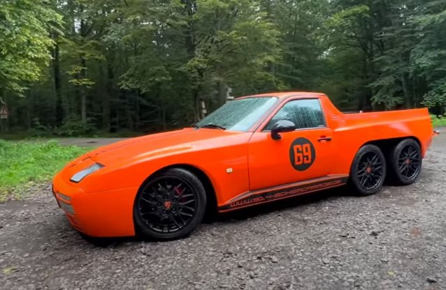 Ez még hiányzott a világnak: hatkerekű platós Porsche!