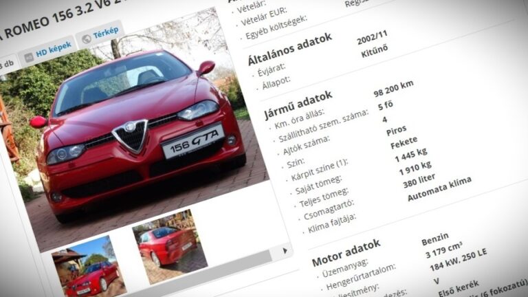 12 milliót kérnek Magyarország legdrágább Alfa Romeo 156 példányáért