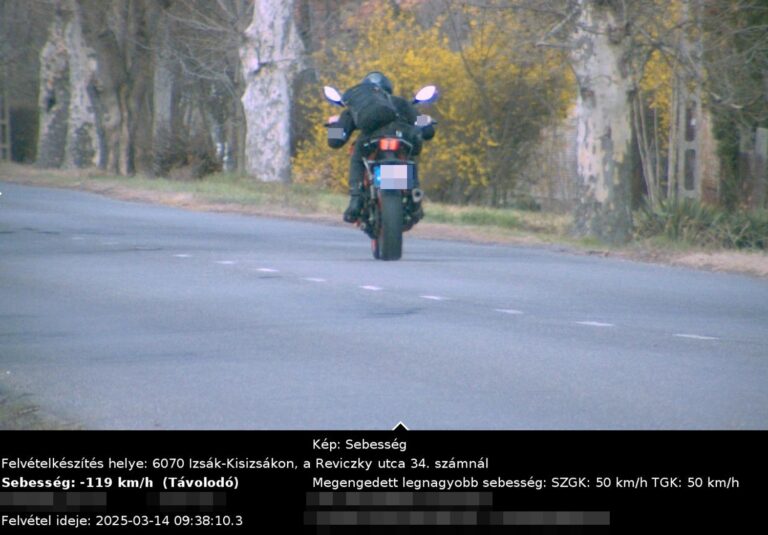 119 km/óráig húzta városban a motoros, ekkora pénzbírságot kapott!