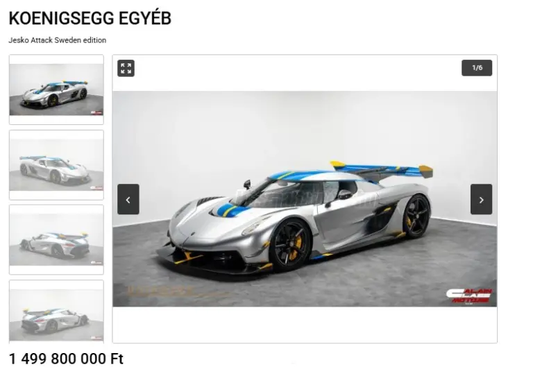 Másfél milliárd forintért hirdetnek Magyarországon egy Koenigsegg hiperautót!