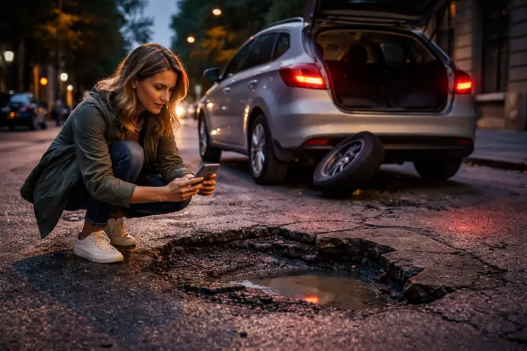 AI generált tartalom, kátyú bejelentés mobilapplikáción.